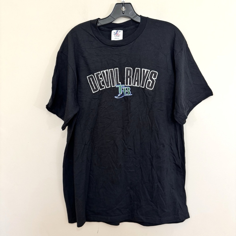 NWT Logo Athletic MLB Tampa Bay Devil Rays Black Short Sleeve T Shirt Men's L